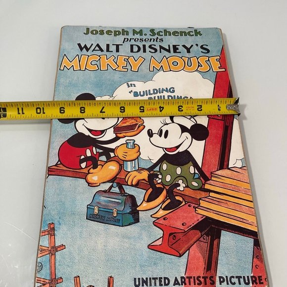 Vintage Walt Disney Mickey Mouse Building a Building Movie Poster Wood Plaque - Picture 7 of 10